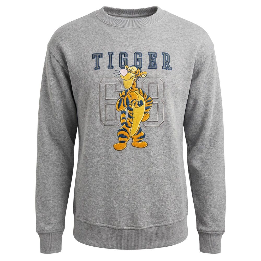 Vintage Disney Gray Plush Velour Long Sleeve Top w/ Embroidered Tigger Size L